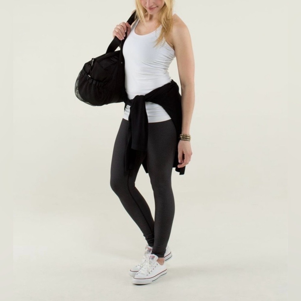 2014 Lululemon Wunder Under Pant Legging Diamond Dot Black White Size 10 - Picture 3 of 10